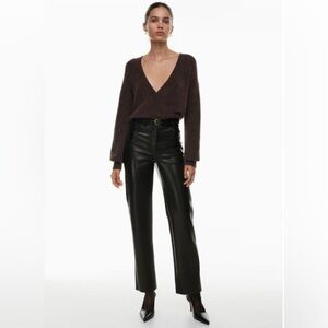 Aritzia Wilfred The Melina Classic Full Faux Leather Black Pants in‎ 0